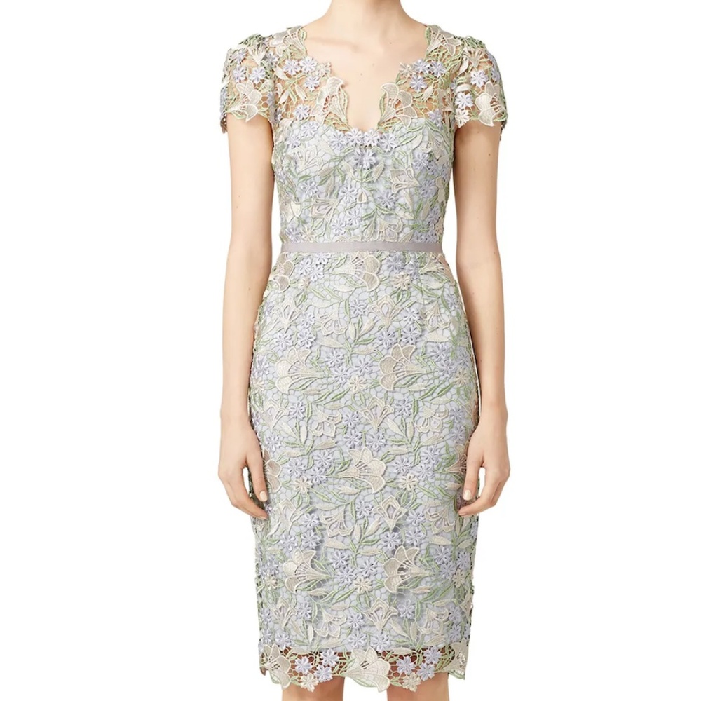 Marchesa Notte Ice Bell Bloom Sheath Dress Sz 2